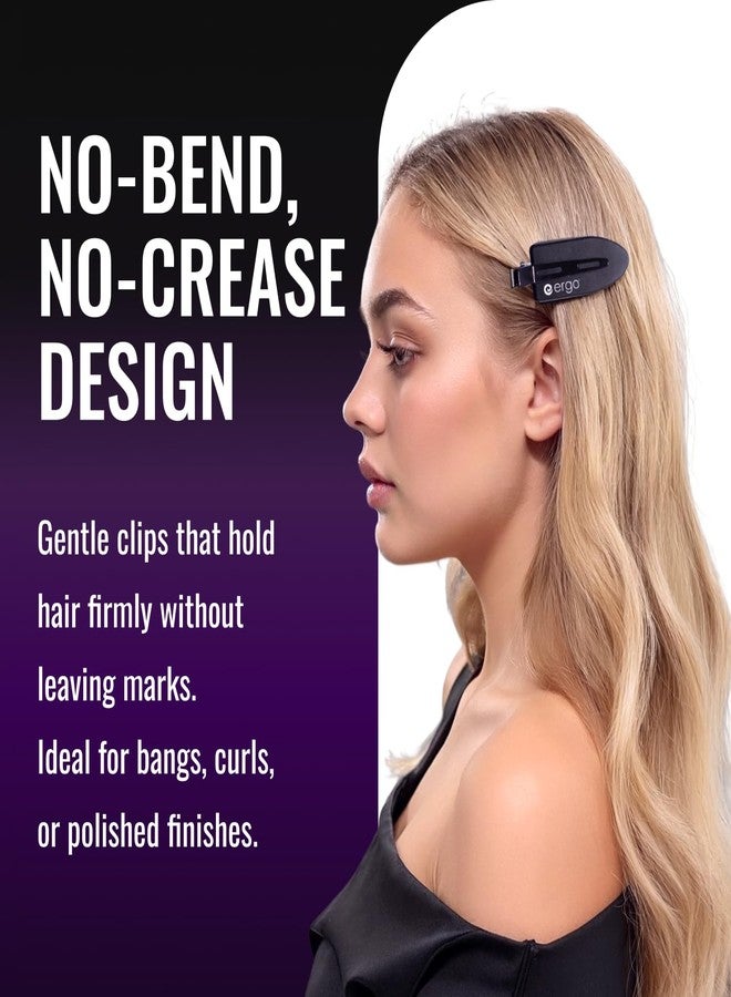 ERGO No-Crease Hair Clips – 4 Pcs Heat-Resistant Crimpless Clips for Hair Styling, Sectioning, Makeup | No Bend Clips for Women, Curls, Bangs, Salon Use - Image 2